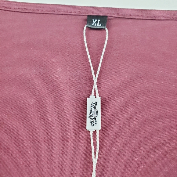 Styleworld Burgandy Faux Wrap Long Sleeve Dress XL - Picture 7 of 10